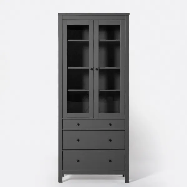 2.08.07.130.4 САГА шкаф с витриной 90 серый RU