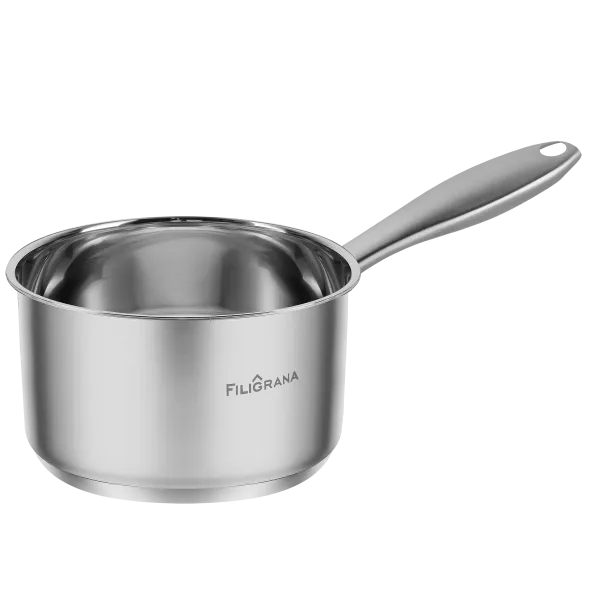 Ковш FILIGRANA MOLLY FG18MLL01SP из нержавеющей стали со стеклянной крышкой, 16 см, 1,8  л. Нержавеющая сталь