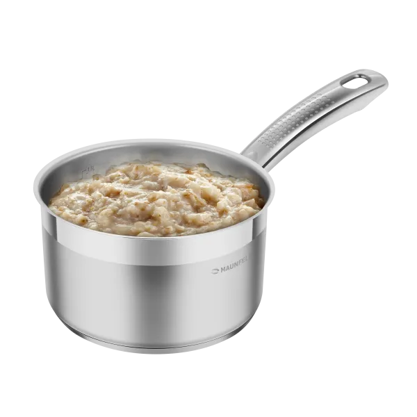 Ковш MAUNFELD GERDA MSP18S07 из нержавеющей стали со стеклянной крышкой, 16 см, 1,8 л. Нержавеющая сталь