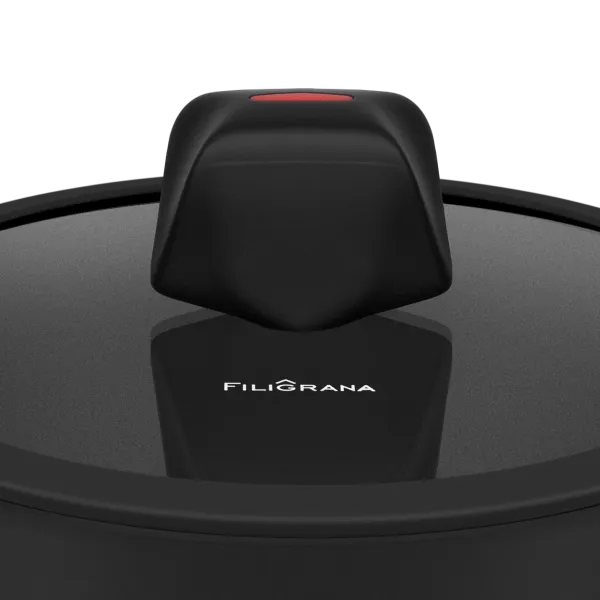 Кастрюля FILIGRANA CARITA FG20CRT01CS из кованого алюминия со стеклянной крышкой, 20 см Черный
