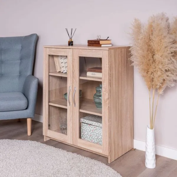 2.02.03.360.3 СИРИУС тумба 2 двери со стеклом 78х95 сонома RU