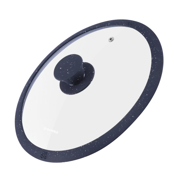 Крышка стеклянная MAUNFELD TRINITY MGL26SMBK с силиконовым ободком и ручкой, 26 см Черный