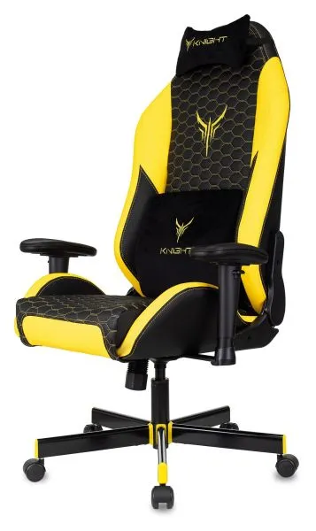 Кресло игровое Knight Neon черный/желтый соты экокожа с подголов. крестов. металл