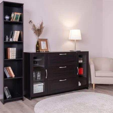 2.02.03.370.5 СИРИУС тумба 2 двери со стеклом и 3 ящика 156х95 Дуб Венге RU