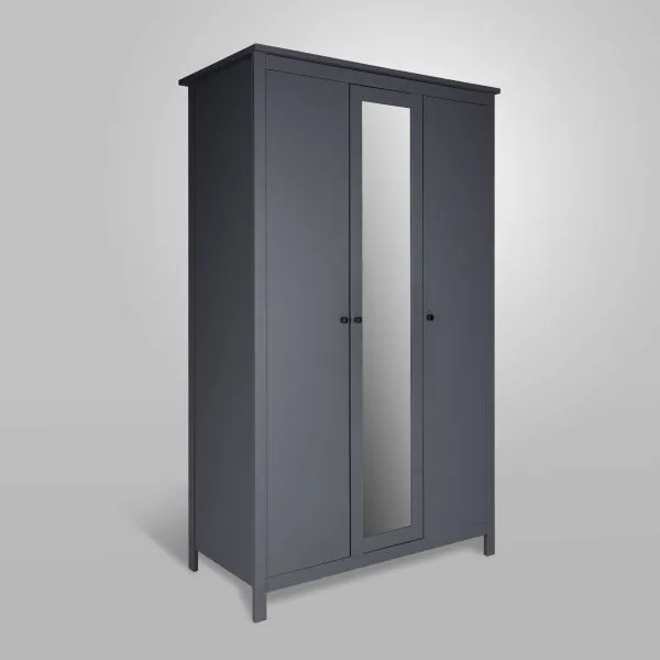 2.08.01.040.4 САГА шкаф 3 двери с зеркалом серый