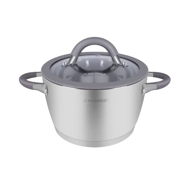 Кастрюля MAUNFELD LEONA MF30LN01CR из нержавеющей стали со стеклянной крышкой, 18 см, 2,4 л.