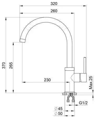 2125, АРКТИК (БЕЛЫЙ), СМЕСИТЕЛЬ КУХОННЫЙ
