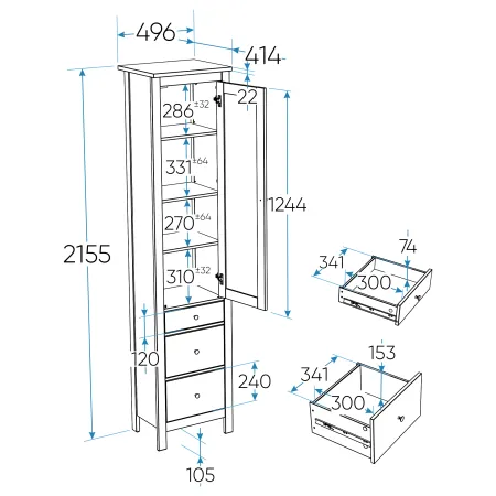 2.08.07.120.4 САГА шкаф с витриной 50 серый RU