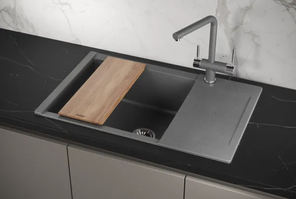ES-7807, ГРАФИТ, кухонная мойка, кварц, ESTETICA