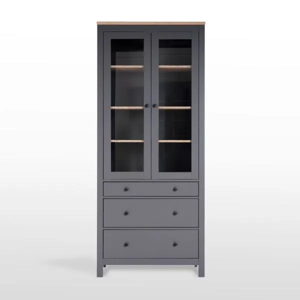 2.08.07.130.15 САГА шкаф с витриной 90 серый/ясень RU