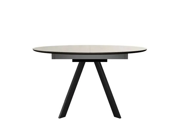 Стол DikLine SKC120 d1200 Керамика Krater Perla (бежевый матовый)/подстолье черное/опоры черные
