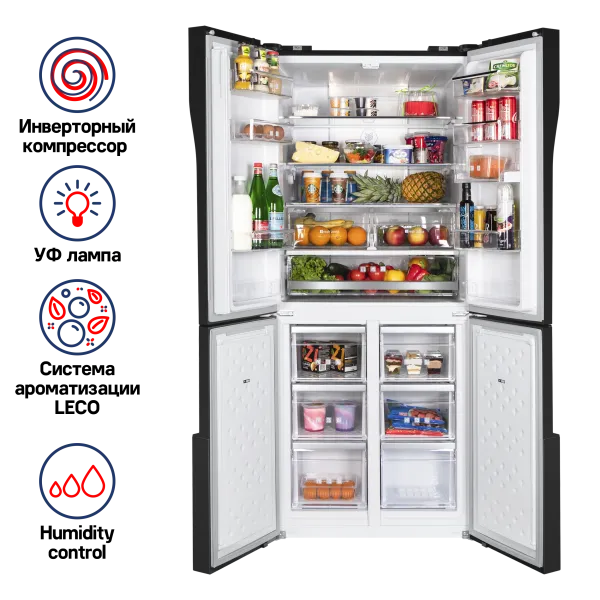 Холодильник с инвертором MAUNFELD MFF182NFSB Черный