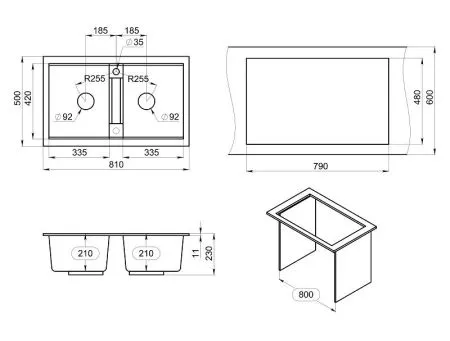 8101, БАЗАЛЬТ, кухонная мойка, кварц