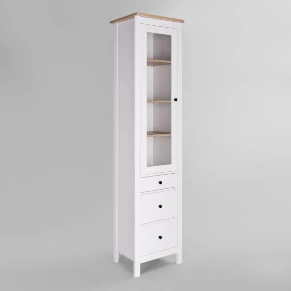 2.08.07.120.14 САГА шкаф с витриной 50 белый/ясень RU