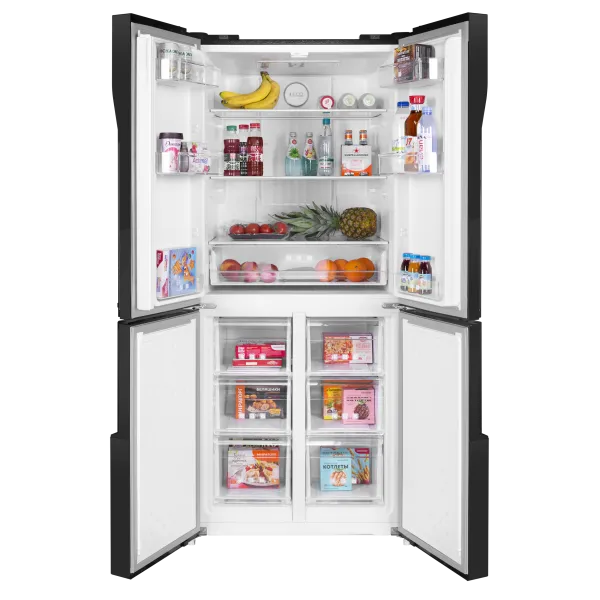 Холодильник с инвертором MAUNFELD MFF182NFSBE Черная нержавеющая сталь