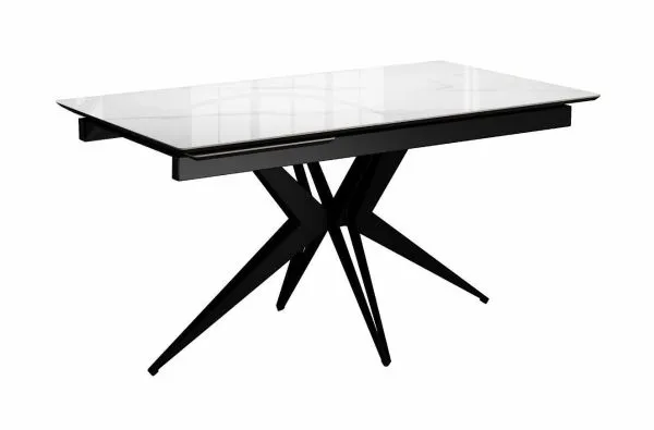 Стол DikLine DKS140 керамика Carrara Gloss (мрамор глянец белый), подстолье черное, опоры черные (2уп.)