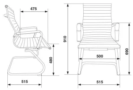 Кресло Бюрократ CH-883-LOW-V слоновая кость экокожа низк.спин. полозья металл хром