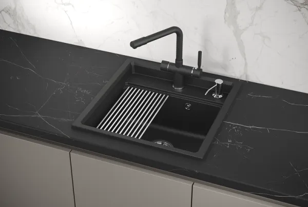 KS-5002, ЧЁРНЫЙ  кухонная мойка, кварц