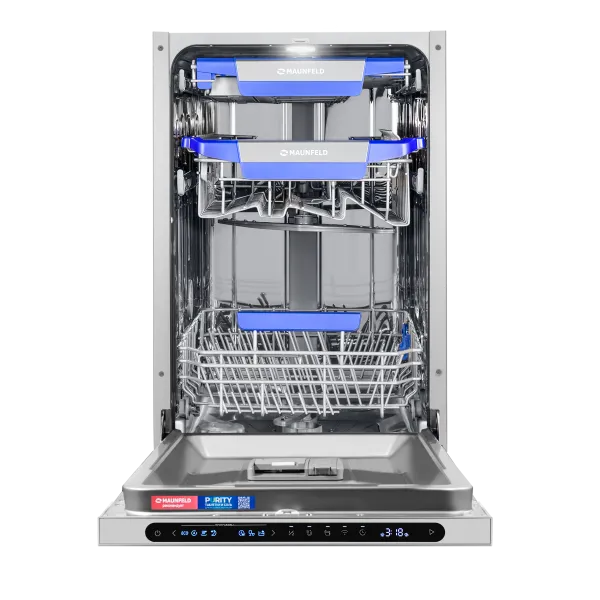 Посудомоечная машина авто-открыванием MAUNFELD MLP45331T Light Beam Wi-Fi Нержавеющая сталь