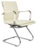 Кресло Бюрократ Ch-993-Low-V слоновая кость экокожа низк.спин. полозья металл хром