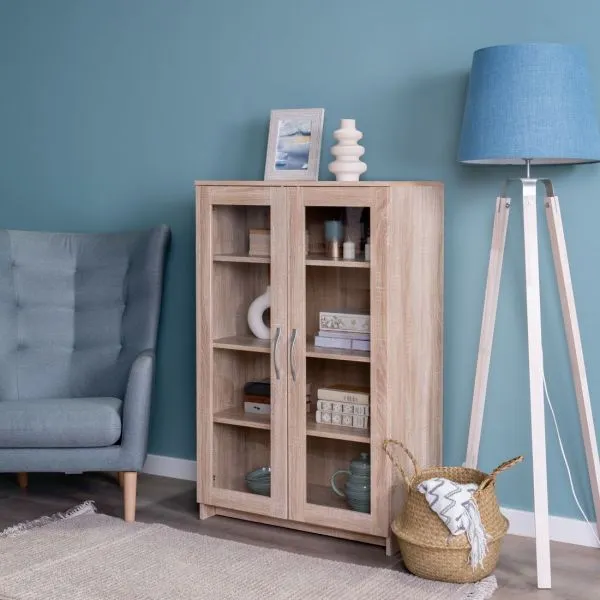 2.02.03.390.3 СИРИУС тумба 2 двери со стеклом 78х123 сонома RU