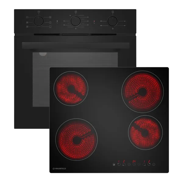 Комплект MAUNFELD Basel (Духовой шкаф AEOF6060B2 - 1шт., Варочная панель AVCE594STBK -1 шт.) Черный