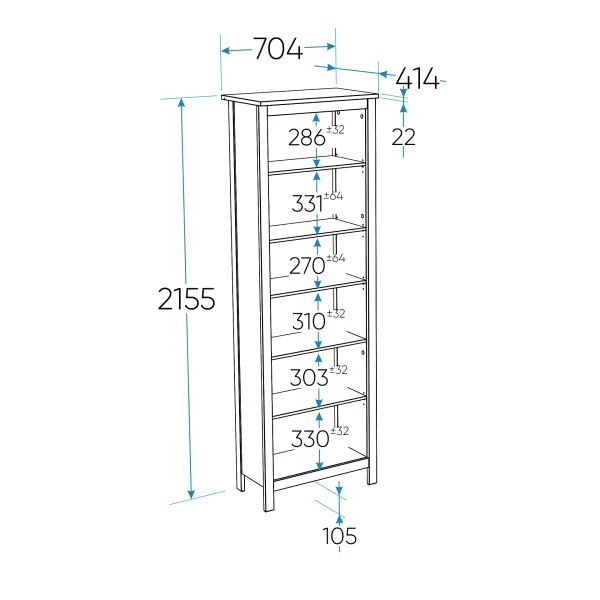 2.08.07.110.1 САГА стеллаж 70 белый RU