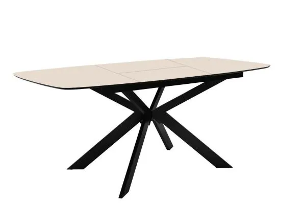 Стол DikLine BK140 керамика Krater Perla (бежевый матовый), подстолье черное, опоры черные