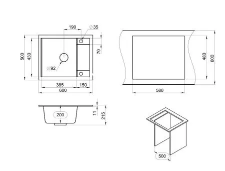 6002, БАЗАЛЬТ, кухонная мойка, кварц