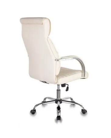 Кресло руководителя Бюрократ T-8010SL слоновая кость экокожа крестов. металл хром