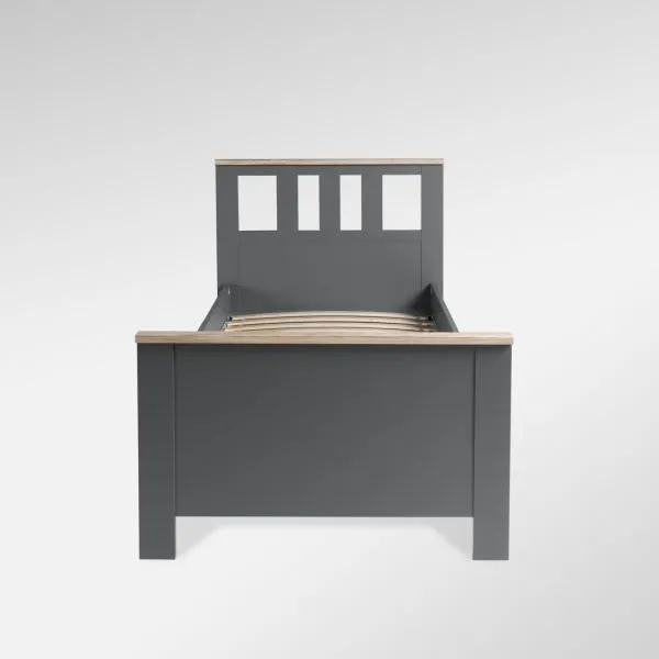 2.08.04.050.15 САГА кровать одинарная 90х200 серая/ясень