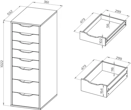 S00395 Ингар 8 комод 36x102x53, белый