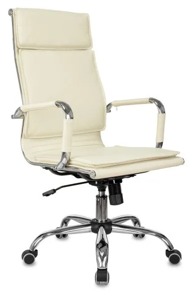 Кресло руководителя Бюрократ Ch-993 слоновая кость экокожа крестов. металл хром