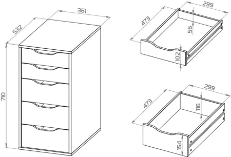 S00388 Ингар 5 комод 36x71x53, белый