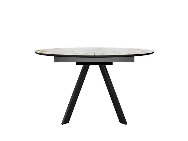 Стол DikLine SKC120 d1200 Керамика глянец Ostra Bianco (мрамор глянец белый)/подстолье черное/опоры черные