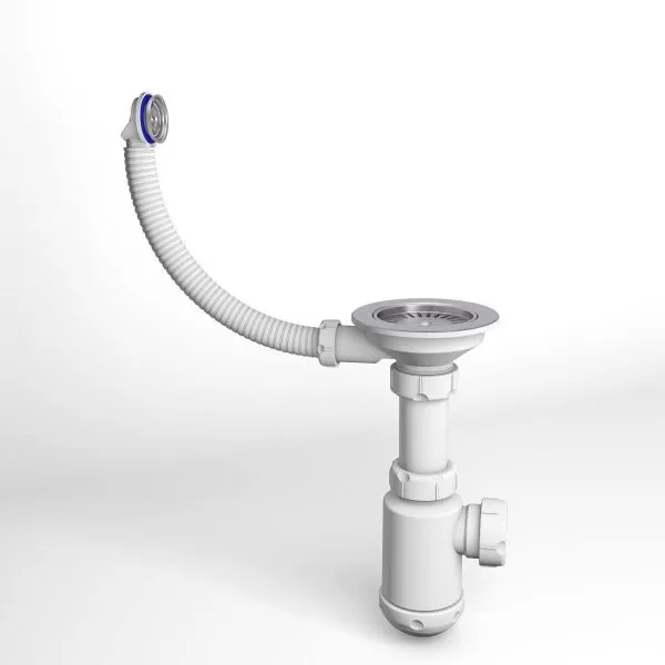 Сифон GRAND 3 1/2 с круглым переливом и винтом металл.