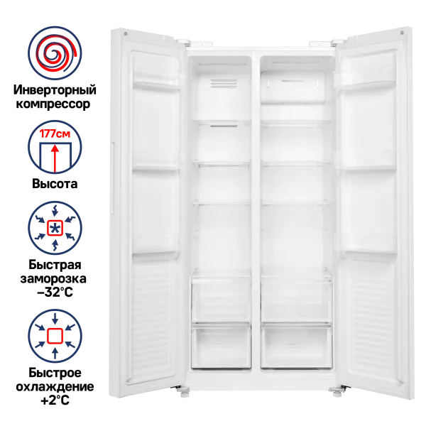 Холодильник с инвертором MAUNFELD MFF177NFWE Белый