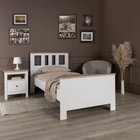 2.08.04.050.14 САГА кровать одинарная 90х200 белая/ясень