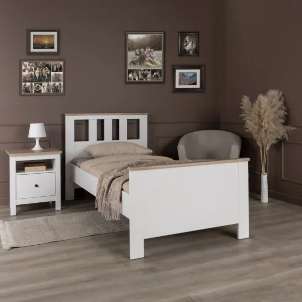 2.08.04.050.14 САГА кровать одинарная 90х200 белая/ясень