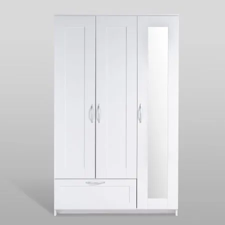 2.02.01.030.1 СИРИУС шкаф комбинированный "3 двери и 1 ящик белый RU" (с 1 зеркалом)