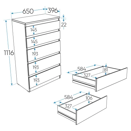 2.03.02.070.1 КАСТОР комод 5 ящиков RU белый