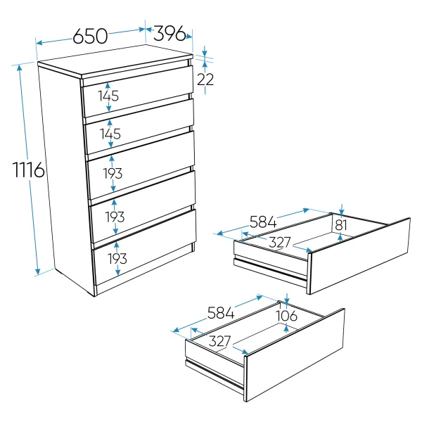 2.03.02.070.3 КАСТОР комод 5 ящиков RU сонома