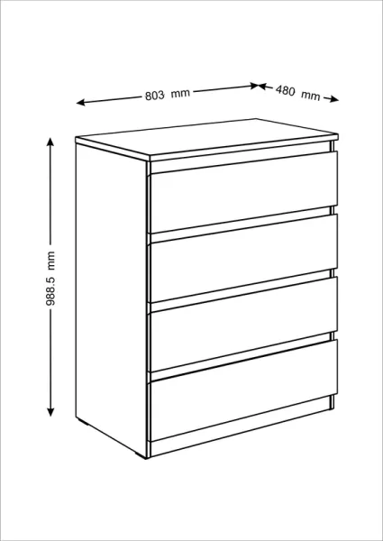 2.05.02.070.1 МАЛЬТА комод 4 ящика 80х99 белый RU