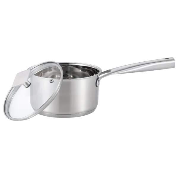 Ковш MAUNFELD FLORENCE MF18FR01SP из нержавеющей стали со стеклянной крышкой, 16 см, 1,8 л