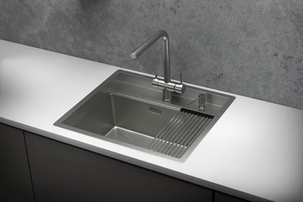 KS-6051, СТАЛЬ МАТОВАЯ , стальная кухонная мойка KITCHEN SPACE