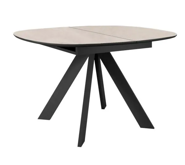 Стол DikLine BK100 Керамика Krater Perla (бежевый матовый)/подстолье черное/опоры черные