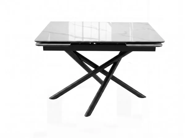 Стол DikLine BKX110 Керамика Carrara Gloss (мрамор глянец белый)/подстолье черное/опоры черные (2уп.)