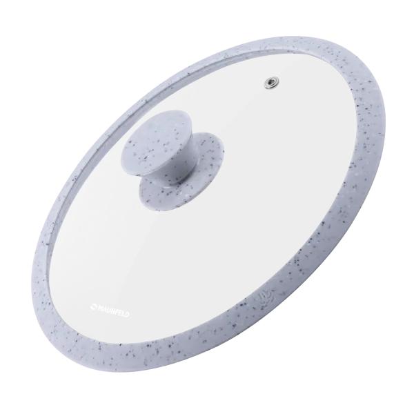 Крышка стеклянная MAUNFELD TRINITY MGL24SMLG с силиконовым ободком и ручкой, 24 см Серый