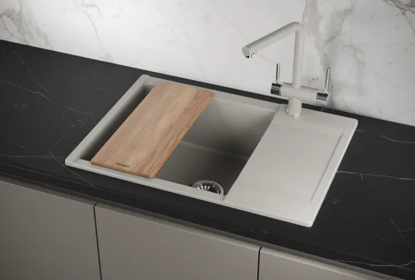 ES-7003, БАЗАЛЬТ, кухонная мойка, кварц, ESTETICA