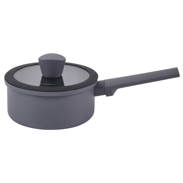 Ковш MAUNFELD ASTRID MF16ASTR1SP из кованого алюминия со стеклянной крышкой, 16 см, 1,5 л Серый